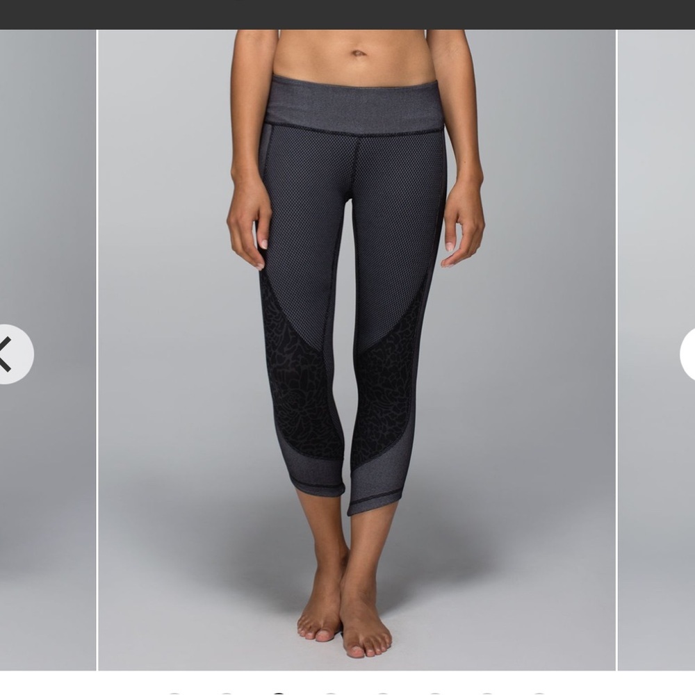 Lululemon Athletica Charcoal and Black Patterned Leggings Sz 8 wunder under crop